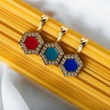 Deco Pendant in Gold With Red, Coral & Pavé