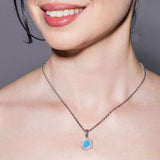 Deco Pendant in Silver With Blue, Turquoise & Pavé