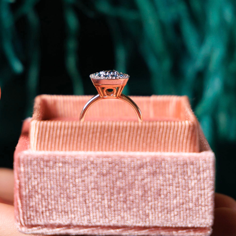 Wish Ring in 18K Rose Gold & White Gold with Blue Diamonds