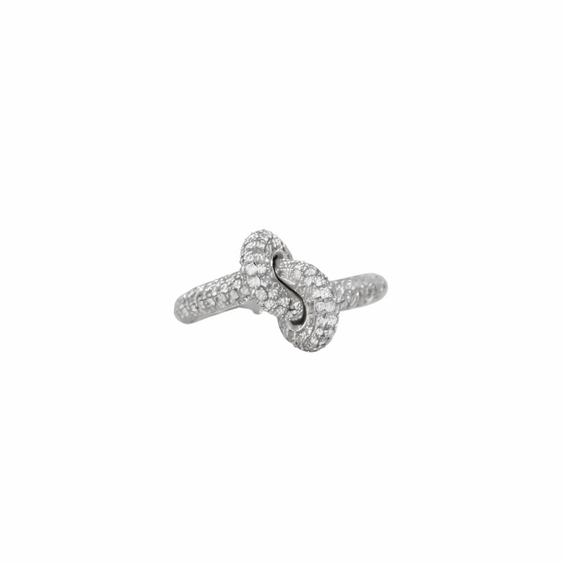 Knot Ring in 18k White Gold with Diamonds