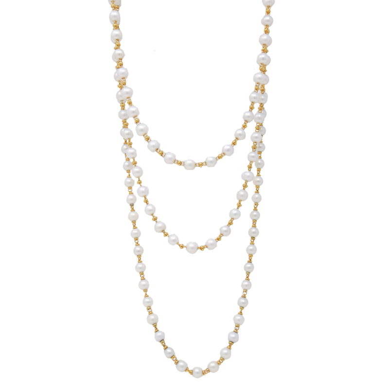 Bella Necklace with Pearls in Gold