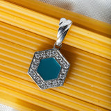 Deco Pendant in Silver With Green, White & Pavé