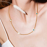 Deco Statement Necklace in Gold With Green, White & Pavé