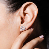 Deco Stud Earrings in Silver With Pavé