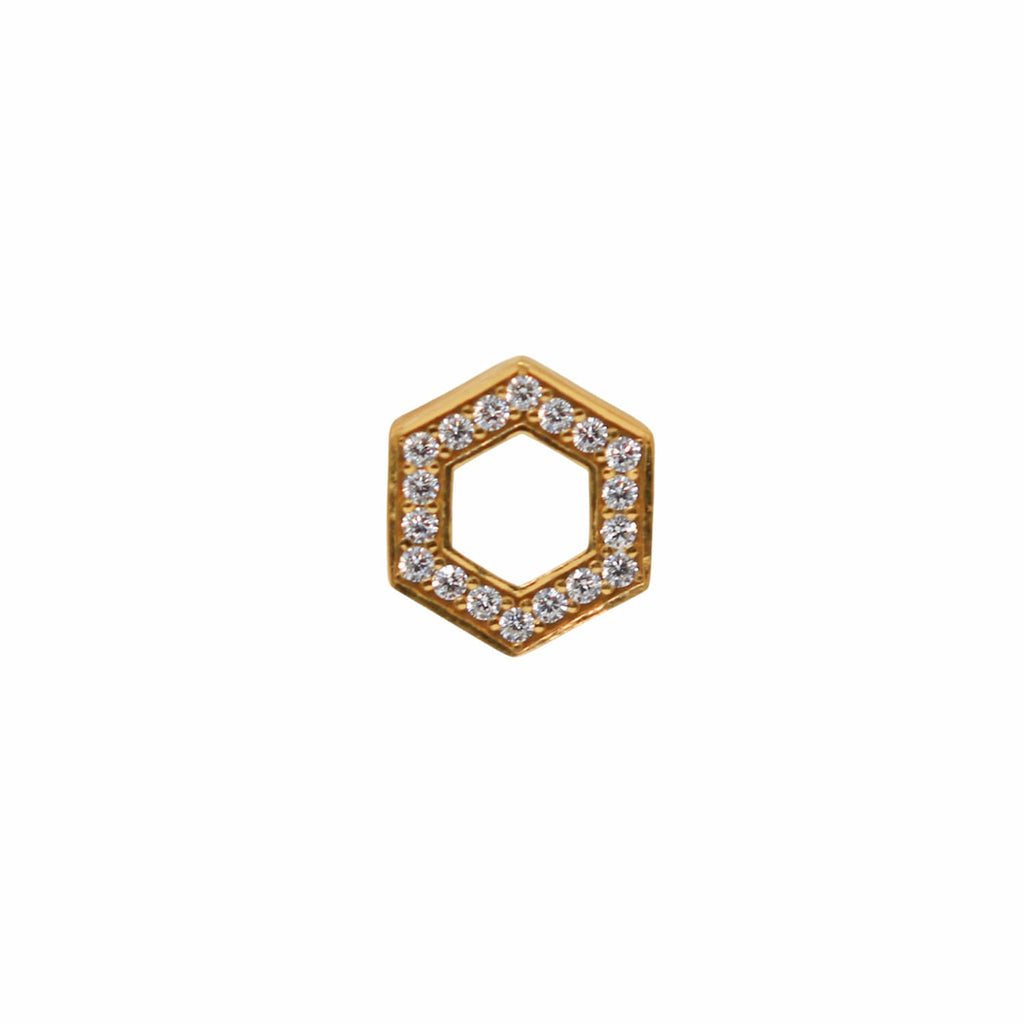 Deco Stud Earrings in Gold With White & Pavé