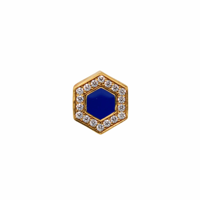 Deco Stud Earrings in Gold With Blue & Pavé