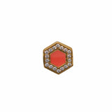 Deco Stud Earrings in Gold With Coral & Pavé