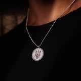 Trident Circle Necklace in Silver