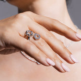 Deco Statement Ring in Silver With Pavé