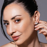 Deco Stud Earrings in Silver With Pavé