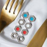 Deco Stud Earrings in Silver With Pavé