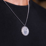 Trident Circle Necklace in Silver