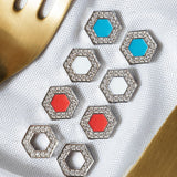 Deco Stud Earrings in Silver With Pavé