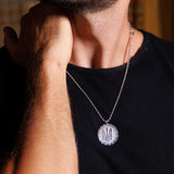 Trident Circle Necklace in Silver