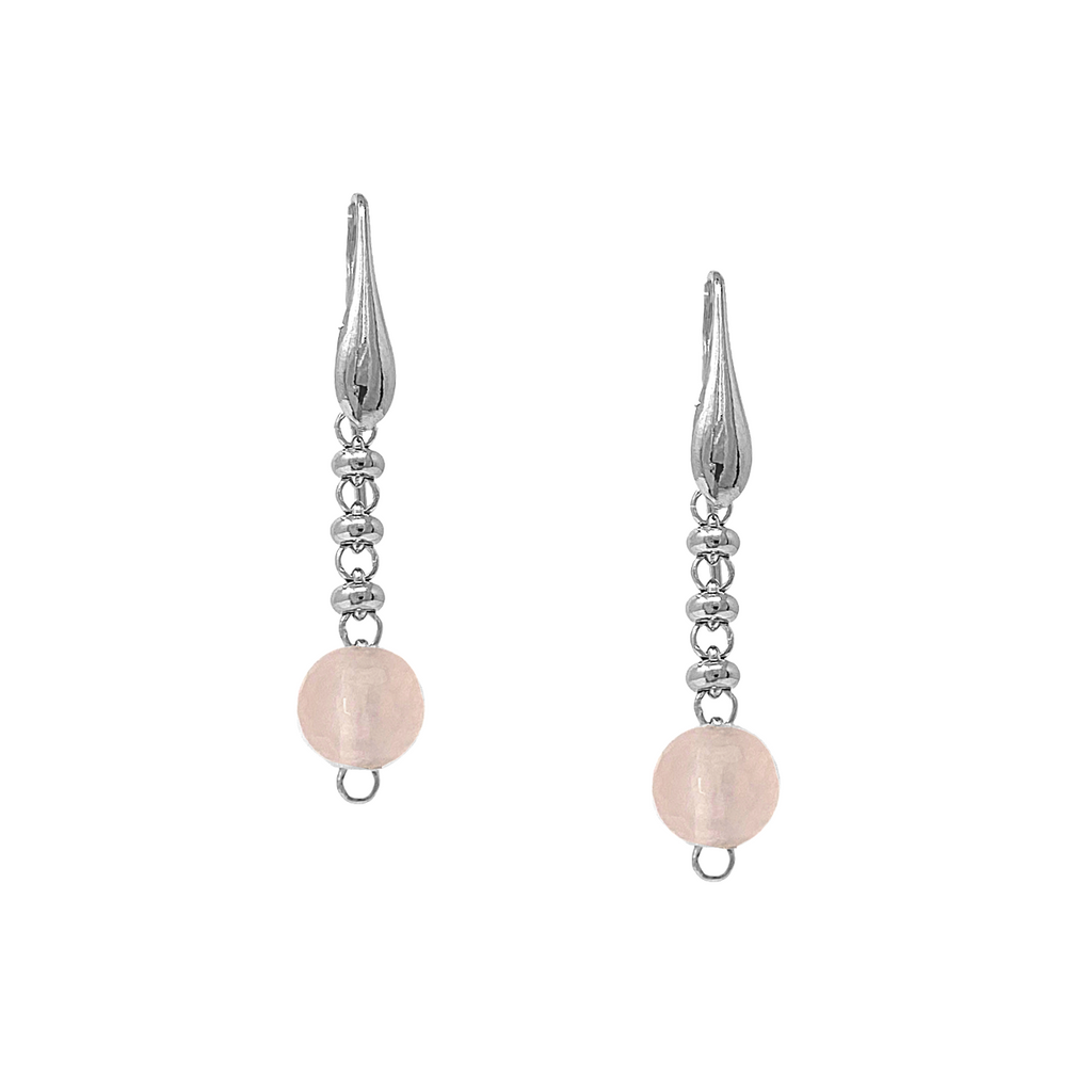 Bubbles Color Earrings in Silver with Rose Quartz