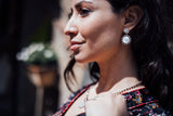Statement Piazza Stud Earrings in Silver with Mother of Pearl