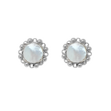 Petite Piazza Stud Earrings in Silver with Mother of Pearl
