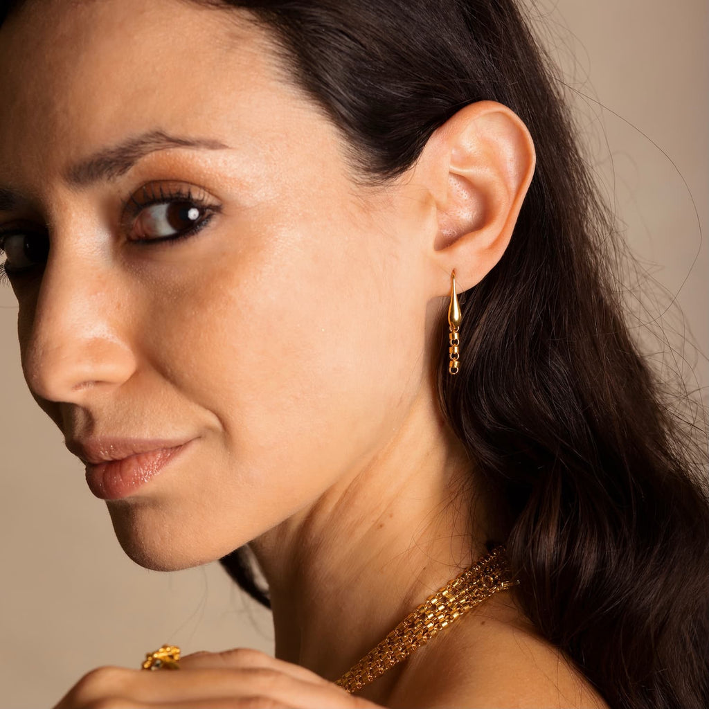 Cylinders Earrings in Gold, Short