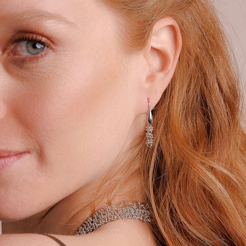 Mini Etruscan Links Earrings in Silver, Short