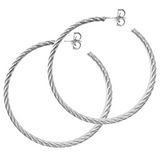 Large Rope Hoop Earrings in Silver
