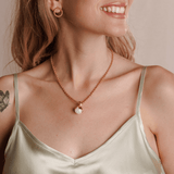 Magnolia Pendant in Gold with Crackle White Agate