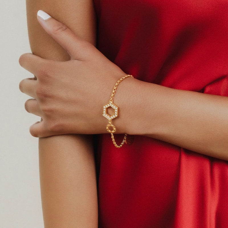 Super Deco Bracelet in Gold with Pavé