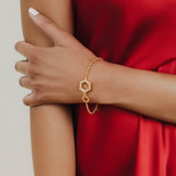 Super Deco Bracelet in Gold with Pavé