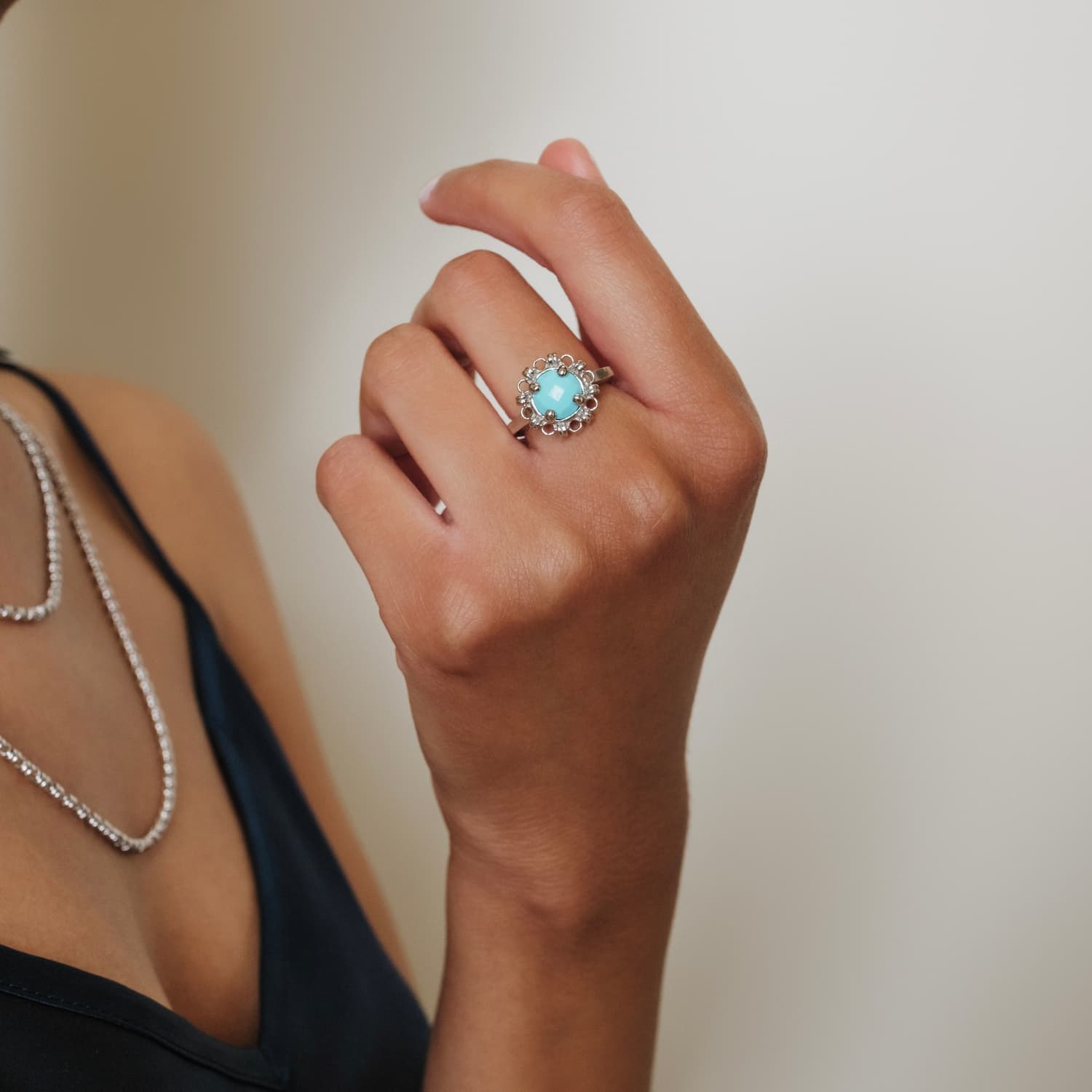 Gemma Ring in Silver with Turquoise