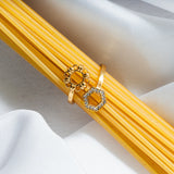 Deco Statement Ring in Gold With Pavé