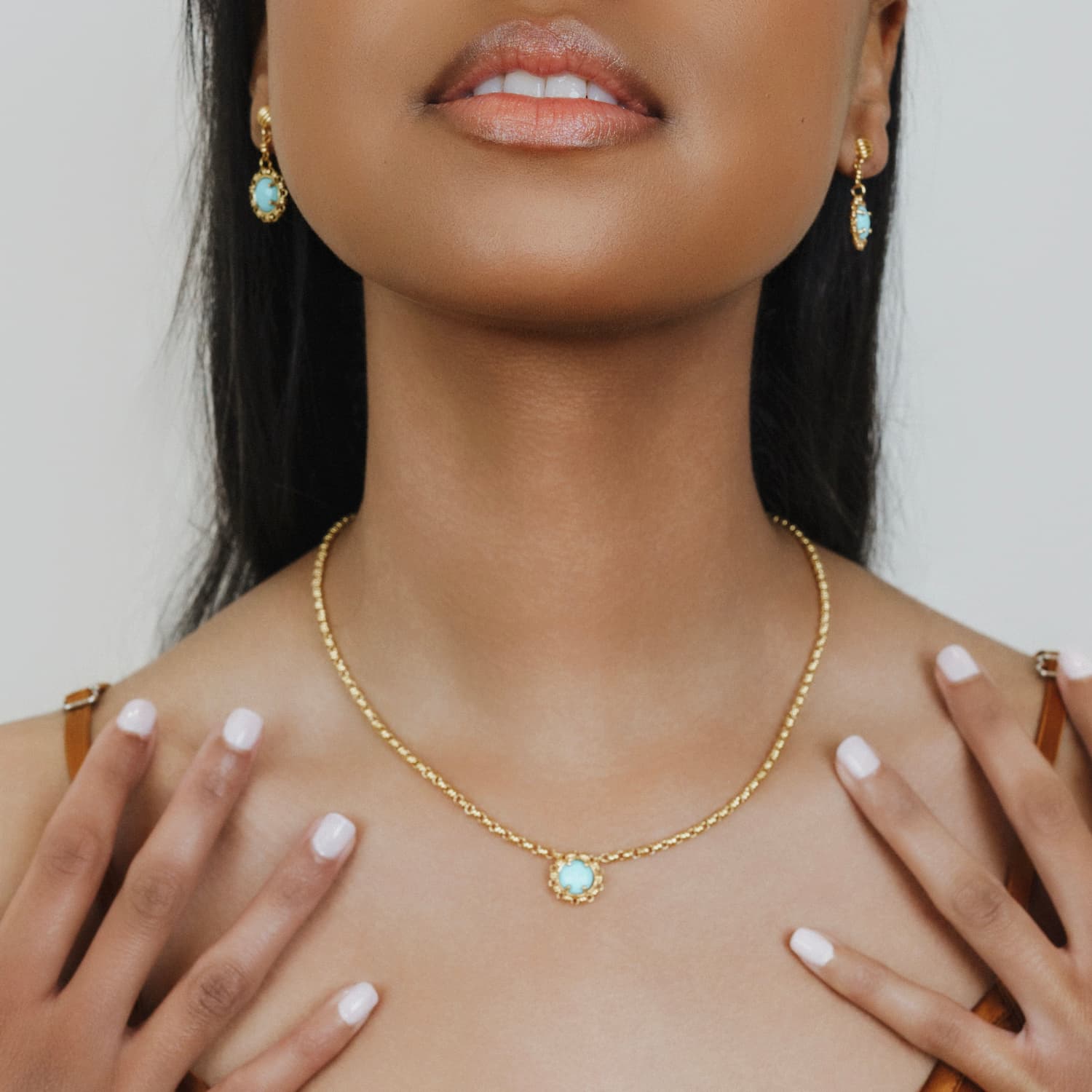 Gemma Necklace in Gold with Turquoise