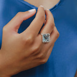 Quadra Ring in Silver with Blue Topaz