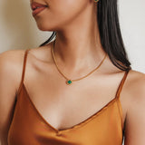 Gemma Necklace in Gold with Malachite