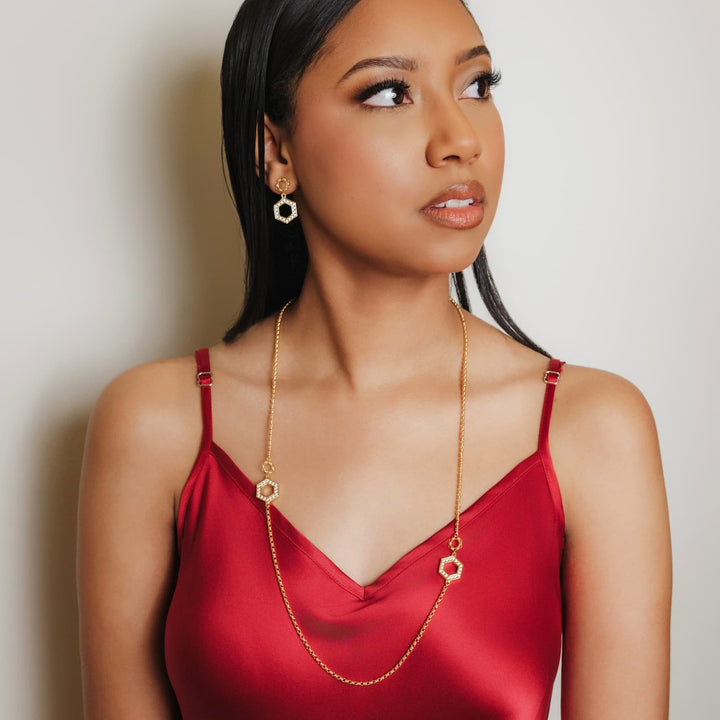 Super Deco Earrings in Gold With Pavé