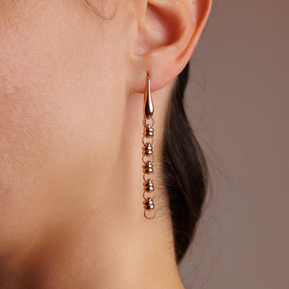 Links 5mm Earrings in Rose Gold, Long