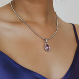 Drop Pendant in Silver with Amethyst, Large