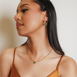 Gemma Earrings in Gold with Malachite