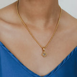 Quadra Pendant in Gold with Blue Topaz, Small