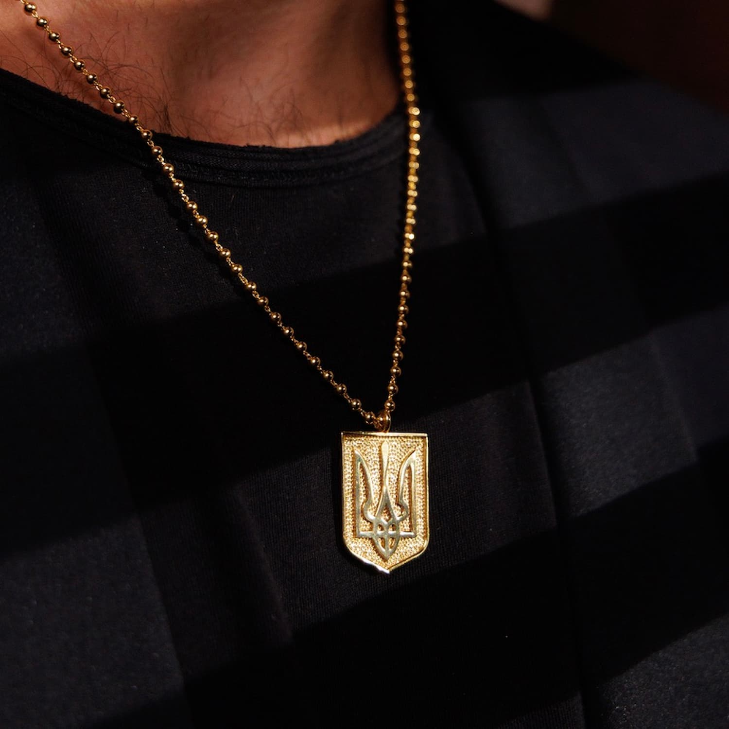 Trident Shield Necklace in Gold