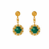 Gemma Earrings in Gold with Malachite