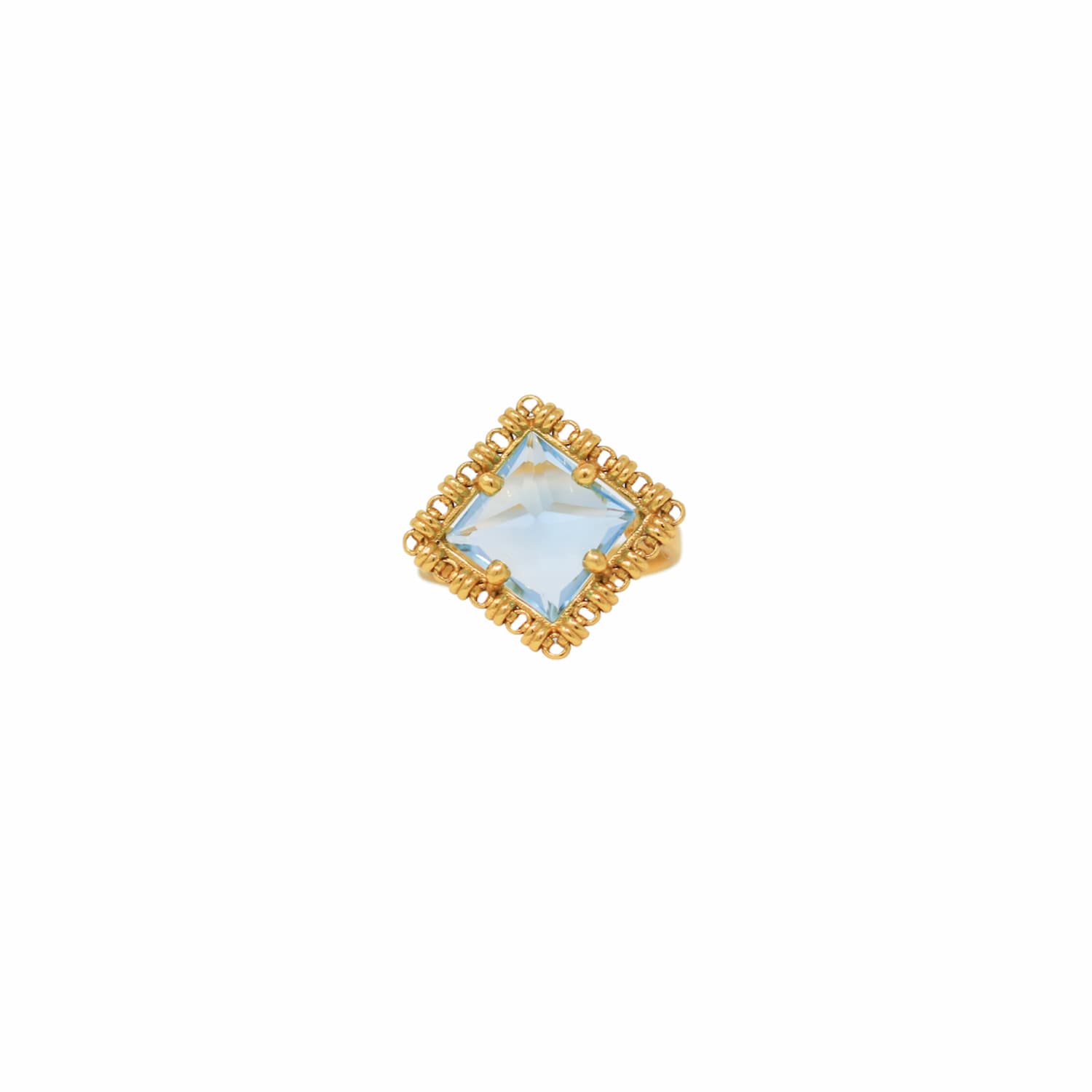 Quadra Ring in Gold with Blue Topaz, Small
