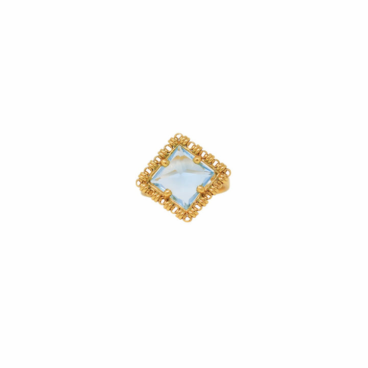Quadra Ring in Gold with Blue Topaz, Small