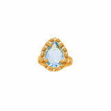 Drop Ring in Gold with Blue Topaz, Small
