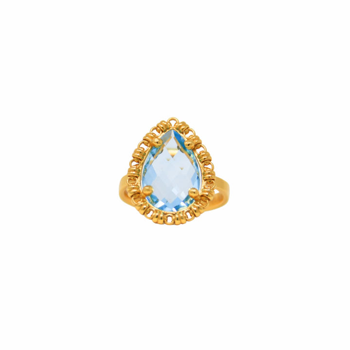Drop Ring in Gold with Blue Topaz, Small