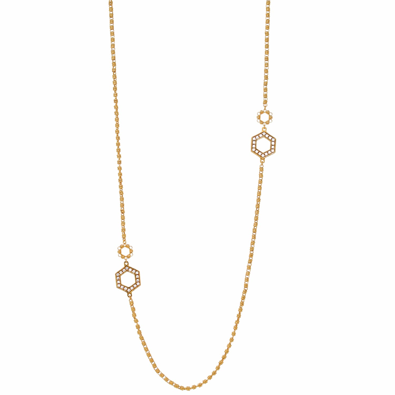Super Deco Necklace in Gold with Pavé