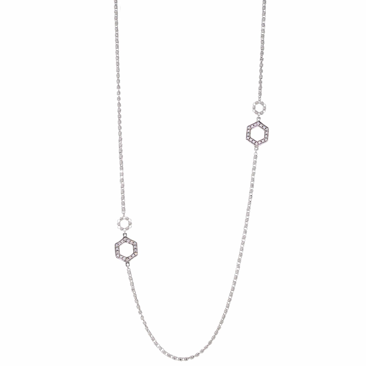Super Deco Necklace in Silver with Pavé