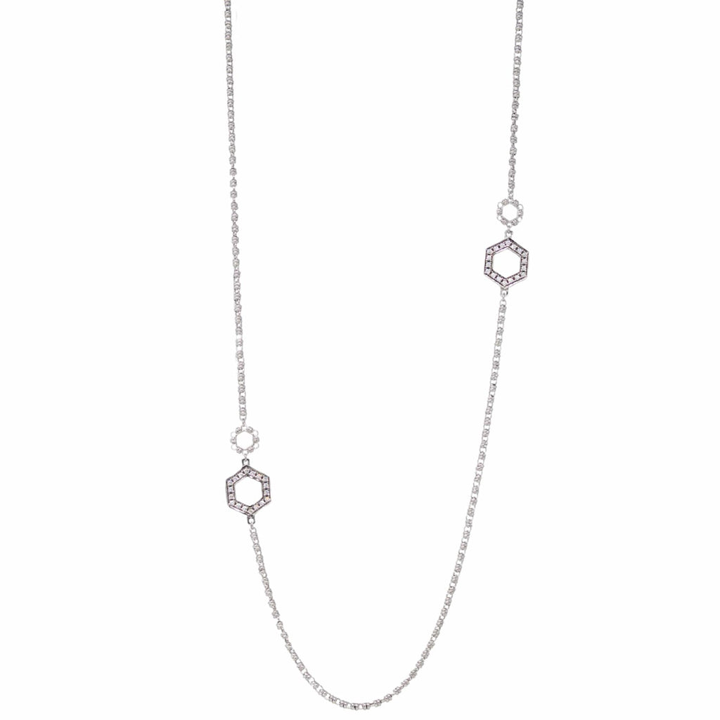 Super Deco Necklace in Silver with Pavé