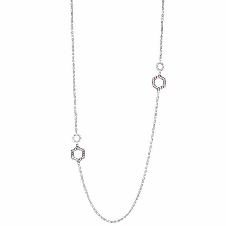 Super Deco Necklace in Silver with Pavé