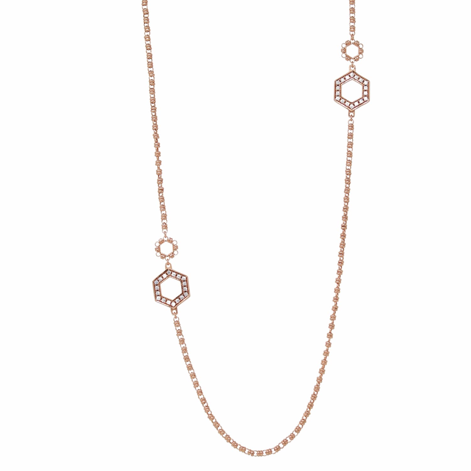 Super Deco Necklace in Rose Gold with Pavé
