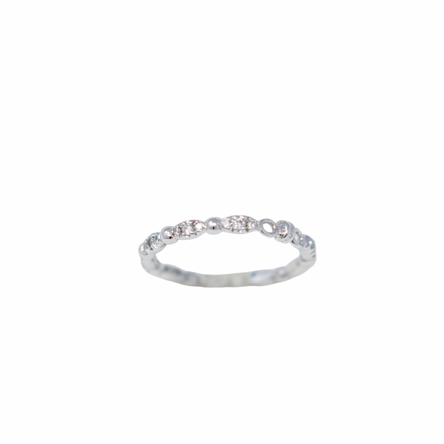 Whisper Ring in 14k White Gold with Diamond Clusters