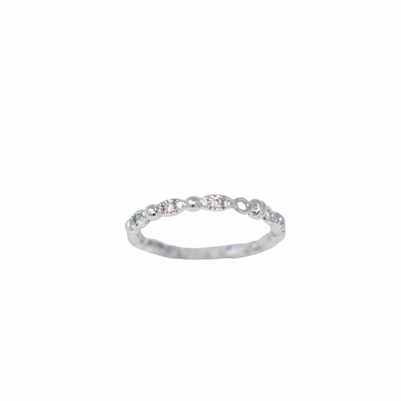Whisper Ring in 14k White Gold with Diamond Clusters